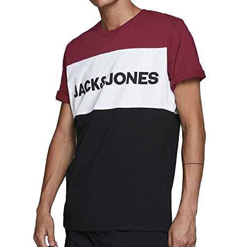 JACK & JONES Jjelogo Blocking tee SS Noos Camiseta, Multicolor (Red/Port Royale), XXL para Hombre