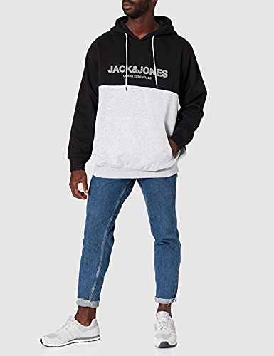 Jack & Jones Jjeurban Blocking Noos PS-Sudadera con Capucha, Black/Detail:White-Griffen Print, XXXXL para Hombre