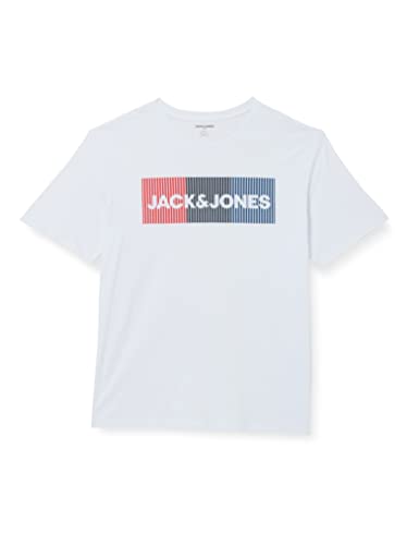 Jack & Jones Plus Jjecorp-Camiseta de Manga Corta, diseño con Logotipo, Blanco. Estampado: Play, 5XL para Hombre