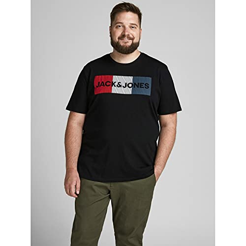 Jack & Jones Plus Jjecorp-Camiseta de Manga Corta, diseño con Logotipo, Negro/Estampado: Play, 4XL para Hombre