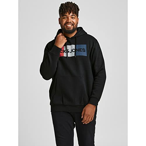 JACK & JONES PLUS JJECORP Logo Sweat Hood Noos PS suéter, Black, 5XL de los Hombres