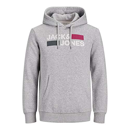 JACK & JONES PLUS JJECORP Logo Sweat Hood Noos PS suéter, Light Grey Melange, 5XL de los Hombres