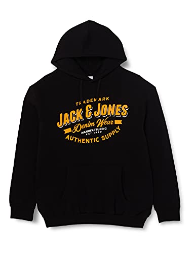 JACK & JONES PLUS Jjelogo 2 Col 21/22 Noos PS-Sudadera con Capucha, Negro, 3XL Grandes para Hombre