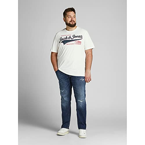 Jack & Jones Plus Jjelogo 2 Col Noos PS-Camiseta de Manga Corta con Cuello Redondo, Cloud Dancer, 4XL para Hombre