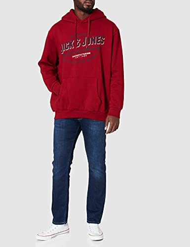 JACK & JONES PLUS JJELOGO Sweat Hood 2 Col 21/22 Noos PS Sudadera, Red Dahlia, 4XL Grandes para Hombre