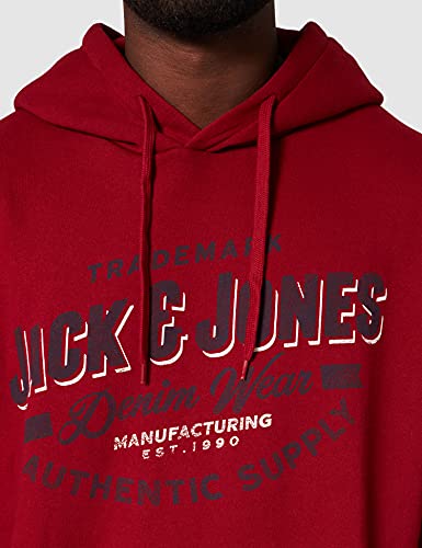 JACK & JONES PLUS JJELOGO Sweat Hood 2 Col 21/22 Noos PS Sudadera, Red Dahlia, 4XL Grandes para Hombre