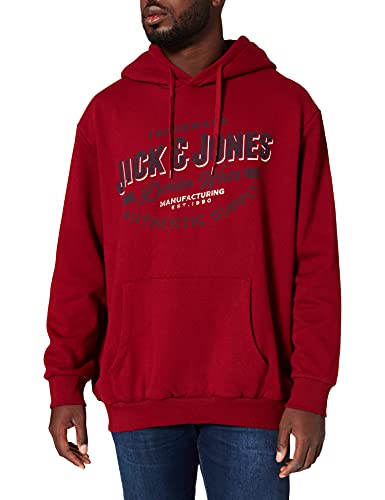 JACK & JONES PLUS JJELOGO Sweat Hood 2 Col 21/22 Noos PS Sudadera, Red Dahlia, 4XL Grandes para Hombre