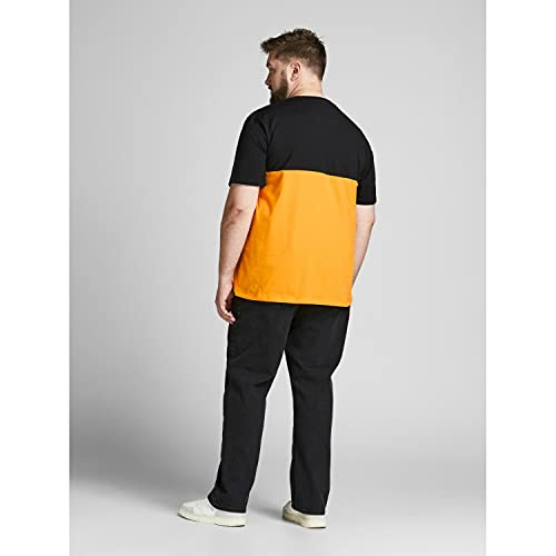 Jack & Jones Plus Jjeurban Blocking tee SS O-Neck Noos PS Camiseta, Naranja Dorada. Detalles: impresión Dorada y Blanca, 5XL para Hombre