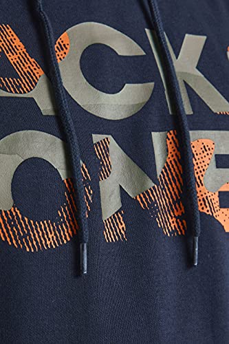JACK&JONES PLUS JJSOLDIER Logo Sweat Hood PS Sudadera con Capucha, Azul Marino, 3XL Grandes para Hombre