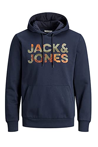 JACK&JONES PLUS JJSOLDIER Logo Sweat Hood PS Sudadera con Capucha, Azul Marino, 3XL Grandes para Hombre