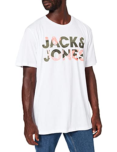 JACK&JONES PLUS JJSOLDIER Logo tee SS Crew Neck PS Camiseta, Blanco, 4XL para Hombre