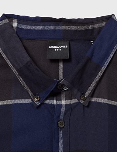 JACK&JONES PLUS Jprblawinter Shirt L/S Button Down PS Camisa, Azul Marino. Detalles: Cuadros, 6XL para Hombre