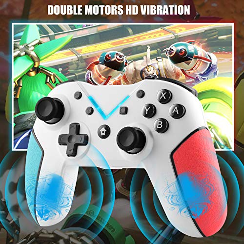 Jamswall Mando Compatible para Nintendo Switch, Controlador Inalámbrico Bluetooth Apoya Vibración, Turbo y Giroscopio, Gamepad Compatible para Nintendo Switch/Lite/Android/PS3/PC (Blanco)