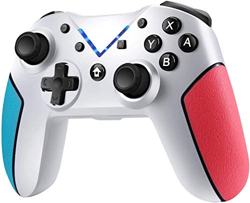 Jamswall Mando Compatible para Nintendo Switch, Controlador Inalámbrico Bluetooth Apoya Vibración, Turbo y Giroscopio, Gamepad Compatible para Nintendo Switch/Lite/Android/PS3/PC (Blanco)