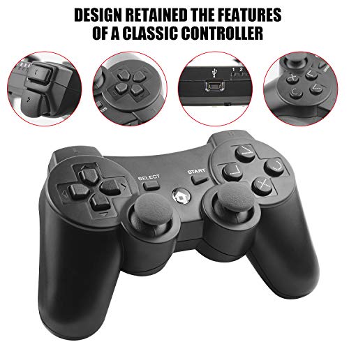 JAMSWALL Mando Inalámbrico PS3, Controlador inalámbrico Para PS3 Bluetooth Recargable Controller Six-Axis Mando Gamepad Joystick para Playstation 3