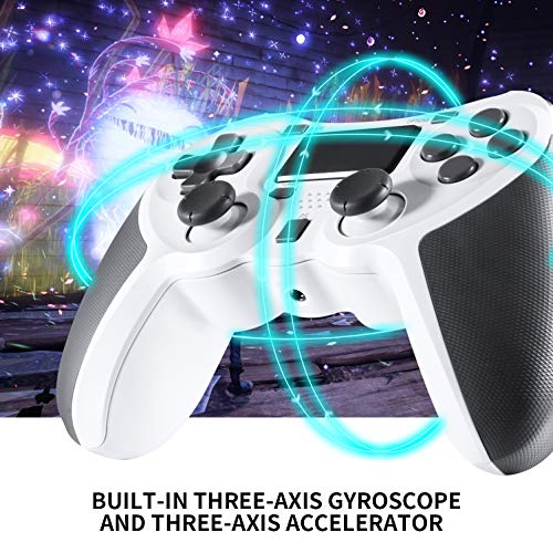 JAMSWALL Mando para PS4, Controlador Inalámbrico Para PlayStation 4 y PC, Panel Táctil Gamepad con Doble Vibración y Función de Audio, Agarre Antideslizante y Panel Táctil LED, Blanco