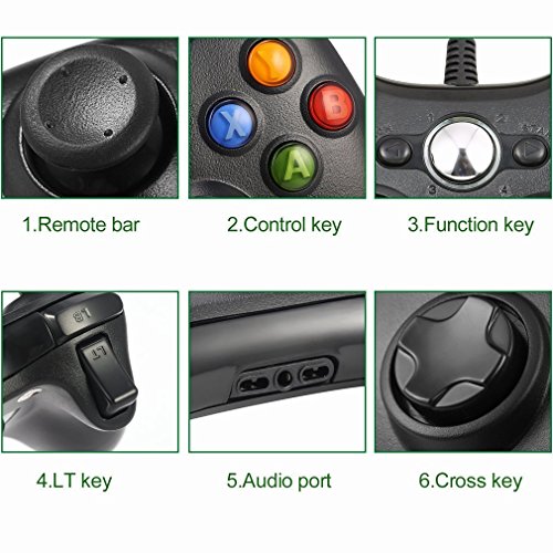 JAMSWALL Xbox 360 Mando de Gamepad, Controlador Mando USB de Xbox 360 Compatible para Windows XP/7/8/10