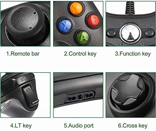 JAMSWALL&1 Xbox 360 Mando de Gamepad, Controlador Mando USB de Xbox 360 con Vibración, Controlador de Gamepad para Xbox 360 Mando para PC Windows XP/7/8/10