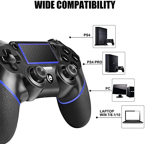 JAMSWALL&L Mando Compatible para Ps4, Mando inalámbrico Compatible para Play Station-4 / Pro/Slim/PC, Controlador de Panel táctil Vibración Doble/Turbo/Puerto de Audio Remoto