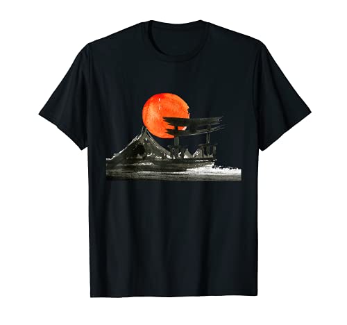 JAPAN TORII GATE & MOUNT FUJI sobre SUNSET BEACH. Camiseta
