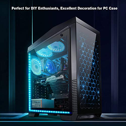 J&D RGB Tiras de Luz LED, 2-Paquete Tira de Luz LED RGB Magnética con Encabezado RGB de 4 Pines para Placa Base/Caja de PC Compatible con Asus Aura/Asrock Aura RGB LED/MSI Mystic Light