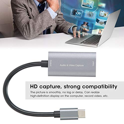 Jectse Tarjeta de Captura de Audio y Video, Tipo C a 4K 1080P HDMI, Compatible con USB-C 4K 1080P Game Live Silver Grey Free Drive Z29A para PC Gaming Xbox Live Streaming