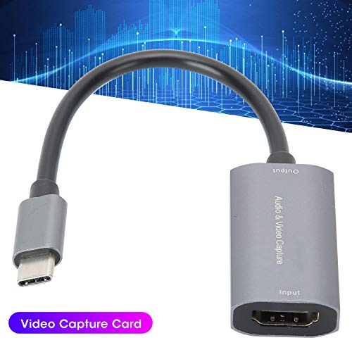 Jectse Tarjeta de Captura de Audio y Video, Tipo C a 4K 1080P HDMI, Compatible con USB-C 4K 1080P Game Live Silver Grey Free Drive Z29A para PC Gaming Xbox Live Streaming