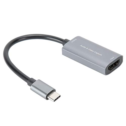 Jectse Tarjeta de Captura de Audio y Video, Tipo C a 4K 1080P HDMI, Compatible con USB-C 4K 1080P Game Live Silver Grey Free Drive Z29A para PC Gaming Xbox Live Streaming