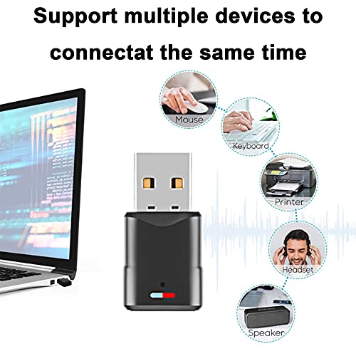 JeoPoom Adaptador USB Bluetooth 5.0, Transmisor Bluetooth para Altavoz/Auriculares Bluetooth para PS5/PS4/PS4 Pro/PS3/Switch, Plug y Play, Compatible con Windows 10/8/8.1/7/Mac OS