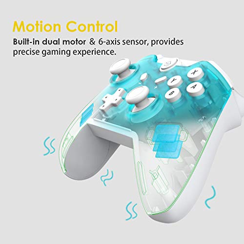 JFUNE Mando Inalámbrico para Nintendo Switch, Pro Controlador Wireless Switch Gamepad, 6-Axis Gyro Dual Motor Switch Controller- Nueva versión (Verde)
