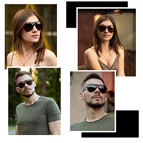 JIM HALO Polarizadas Gafas de Sol Hombre Mujer Oversize Plástico Conduciendo Anteojos(Marco Tortuga/Lente Marrón Polarizado)