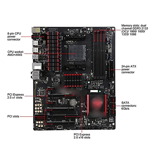 Jispezlan Placas baseZócalo de Placa Base Apto para fit for MSI 970 Gaming AM3 / AM3 + AMD 970 y SB950 DDR3 32GB USB2.0 USB3.0 970 Desktop ATX AMD Mainboard Usado