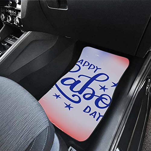 JIUCHUAN 4 Pieces Universal Car Floor Mats Vector Illustration Labor Day National Holiday Car Carpets For Women Front & Rear Non-Slip Carpet with Rubber Backing For Car SUV Van & Truck