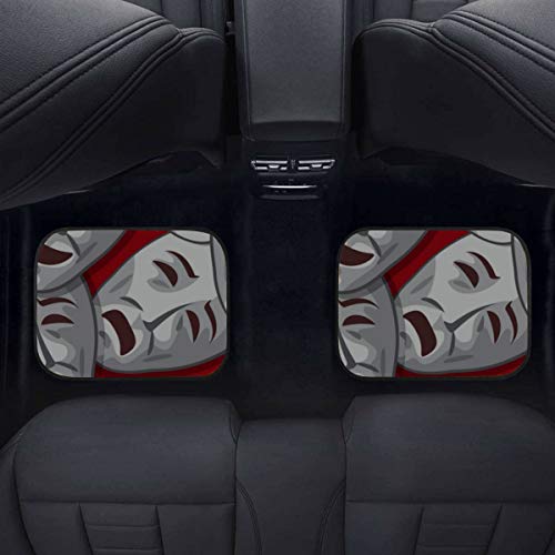 JIUCHUAN 4 Pieces Universal Carpet For Car Retro National Tribal Indian Mask Carpet For Car Floor Front & Rear Non-Slip Carpet with Rubber Backing For Car SUV Van & Truck