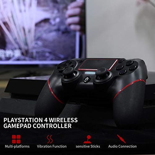 JJAMSWALLL Mando Inalámbrico para Playstation 4, Mando para PS 4/Pro/Slim, Controlador inalámbrico, Gamepad Bluetooth Controlador Joystick con Vibración Doble/Turbo/Puerto de Audio/Pantalla LED