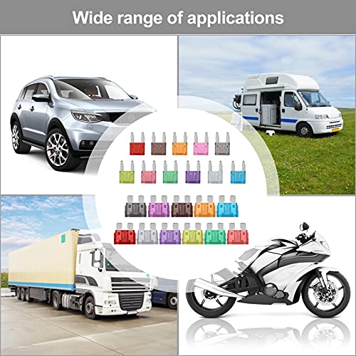 JOREST 160 Pcs 12v Fusibles Coche Kit, 96 Mini Fusibles Coche + 64 Mediano Fusibles Coche + 1 Clip para Fusibles - para Coche/Caravanas/Furgoneta/Moto(2A 3A 5A 7.5A 10A 15A 20A 25A 30A 35A 40A)