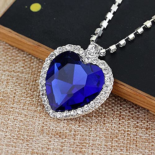 Jpenxv Titanica Ocean's Heart's Heart Loves Eternal Collar Forma de corazón Crown Crown Cadena Collar Colgante Girl Día de San Valentín Regalo de cumpleaños