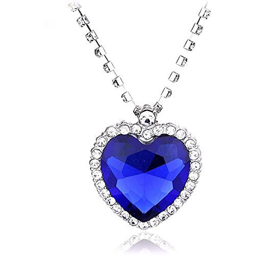 Jpenxv Titanica Ocean's Heart's Heart Loves Eternal Collar Forma de corazón Crown Crown Cadena Collar Colgante Girl Día de San Valentín Regalo de cumpleaños