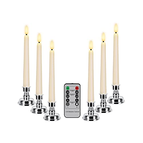 JSJJPLM LED Candle Lights DIRIGIÓ Vela de cumpleaños 3D Flicker Cono de plástico Vela Temporizador Remoto con candelabro y Ventosa Año Nuevo Navidad Decoración Velas (Color : C-C-S 6PCS)
