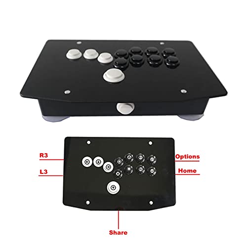 Juego Arcade RAC-J500B-P4 Todos los Botones Arcade Fight Stick Game Controller HitBox Joystick Fit para PS4 / PC Joystick (Color : White and Black)