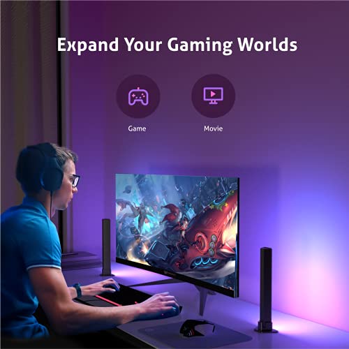 Juego de 2 smart luces LED, VARWANEO RGB smart tiras LED con 19 efectos de iluminación y 8 modos de música, lampara playstation, LED light bar para 27-45" PC, TV, Decoración de habitaciones