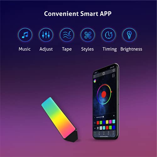 Juego de 2 smart luces LED, VARWANEO RGB smart tiras LED con 19 efectos de iluminación y 8 modos de música, lampara playstation, LED light bar para 27-45" PC, TV, Decoración de habitaciones