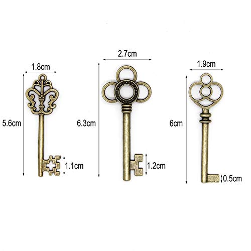 Juego de 30 llaves de bronce antiguas con diseño de esqueleto grande, diseño vintage