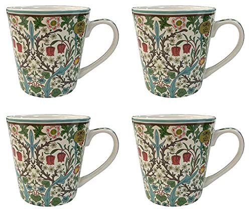 Juego de 4 tazas de café con diseño de flores de William Morris Blackthorn
