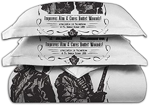 Juego de cama Red Dead Redemption para adultos, Arthur Morgan, juego de funda nórdica con diseño de puesta de sol, silueta de la PS4 (RDR3, 240 x 220 cm + 50 x 75 cm x 2)