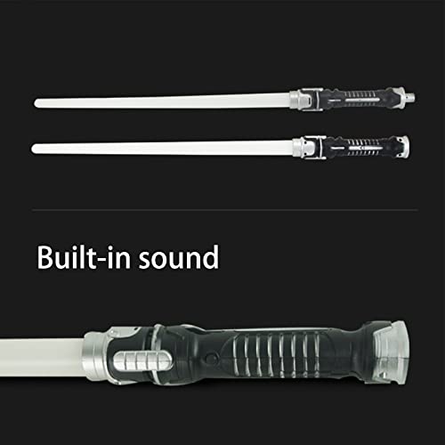 Juego de espadas de luz dual LED FX 2 en 1 con sonido y accesorios realistas de Halloween, regalos de Navidad, luchadores de guerra de galaxia y guerreros ajustables verde