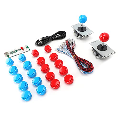 Juego de juegos USB, accesorio de joystick portátil de alto rendimiento y durabilidad, mano de obra fina para Win8 Home PS3(Double suit blue + red)