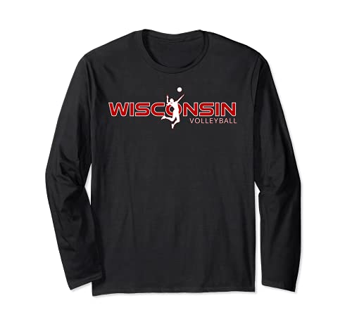 Juego de la Corte WI The Badger State Souvenir Wisconsin Voleibol Manga Larga