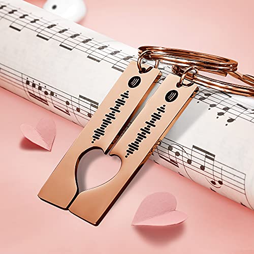 Juego de Llaveros Metálicos Personalizados con Canción Spotify, Llaveros Originales de Acero Inoxidable para Parejas con Código Escaneable Grabado Láser, Regalo Personalizado Enamorado Original