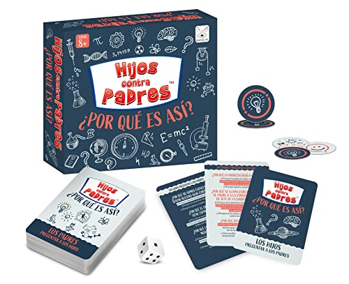 Juego de Mesa Educativo Juego de Cartas para Niños y Adultos Juego de Preguntas i Respuestas para Toda la Familia | Hijos contra Padres ¿por qué es así? | 54 Cartas | 156 Preguntas | de 8 Años